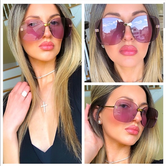 🔥NEW LUXURY GUCCI VIOLET RIMLESS SUNGLASSES🔥 - Picture 3 of 16